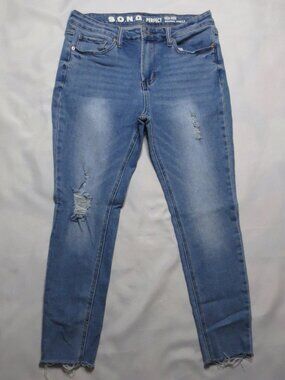 S.O.N.G. PERFECT juniors JEANS blue SKINNY denim ANKLE high rise SIZE 13